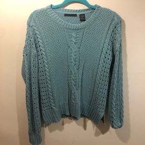 Preswick & Moore teal cable knit sweater